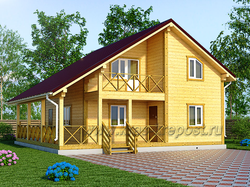 Дом из бруса 10&times;10 метров, по проекту  